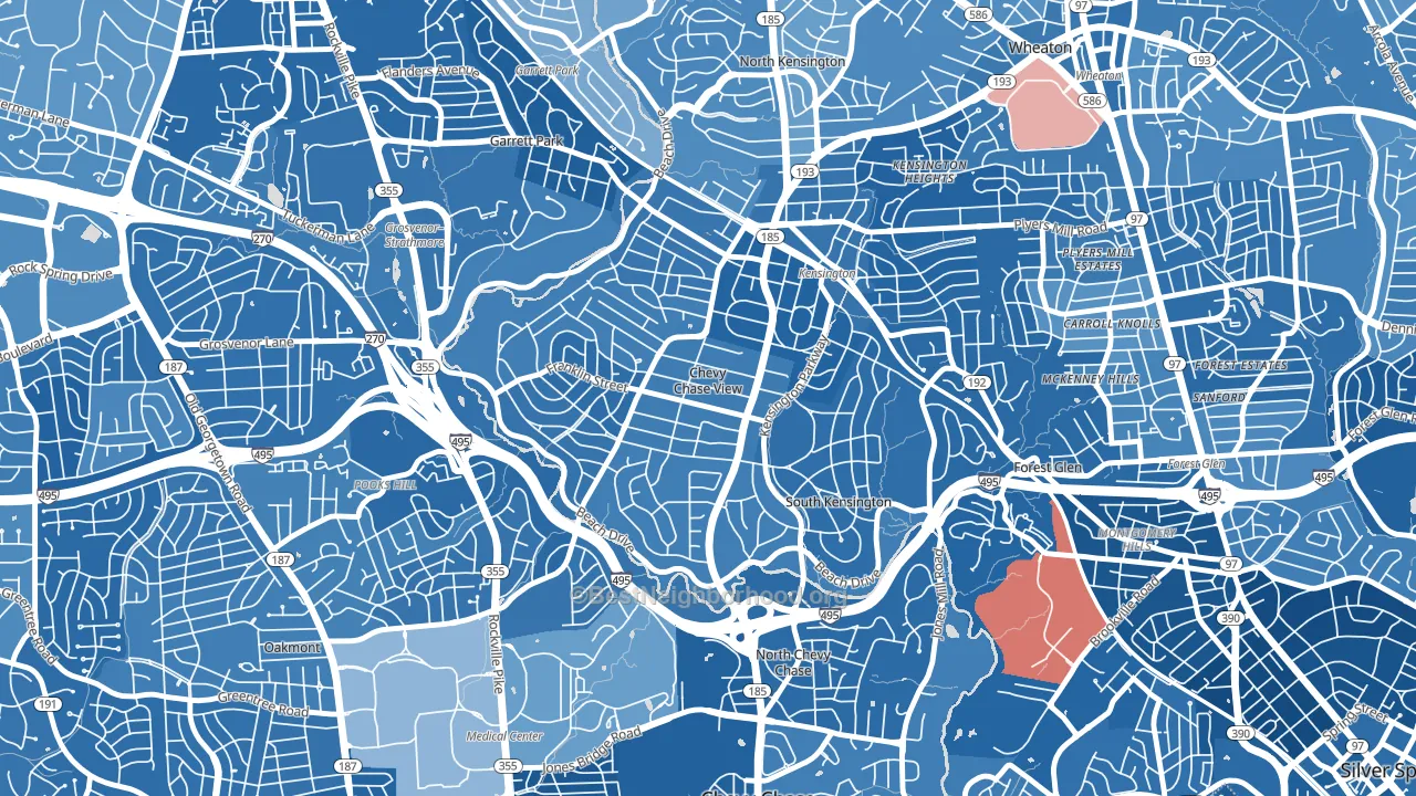Chevy Chase View, MD block-group political-lean map