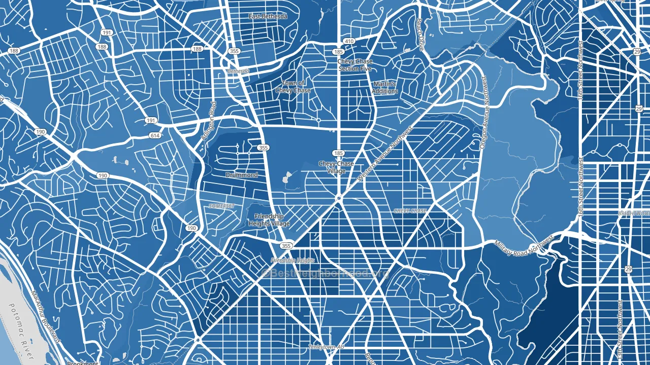 Chevy Chase Village, MD block-group political-lean map