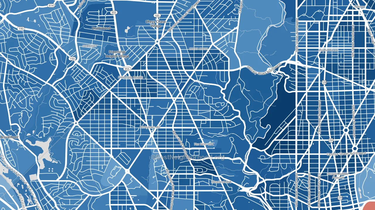 Chevy Chase, Washington, DC block-group political-lean map