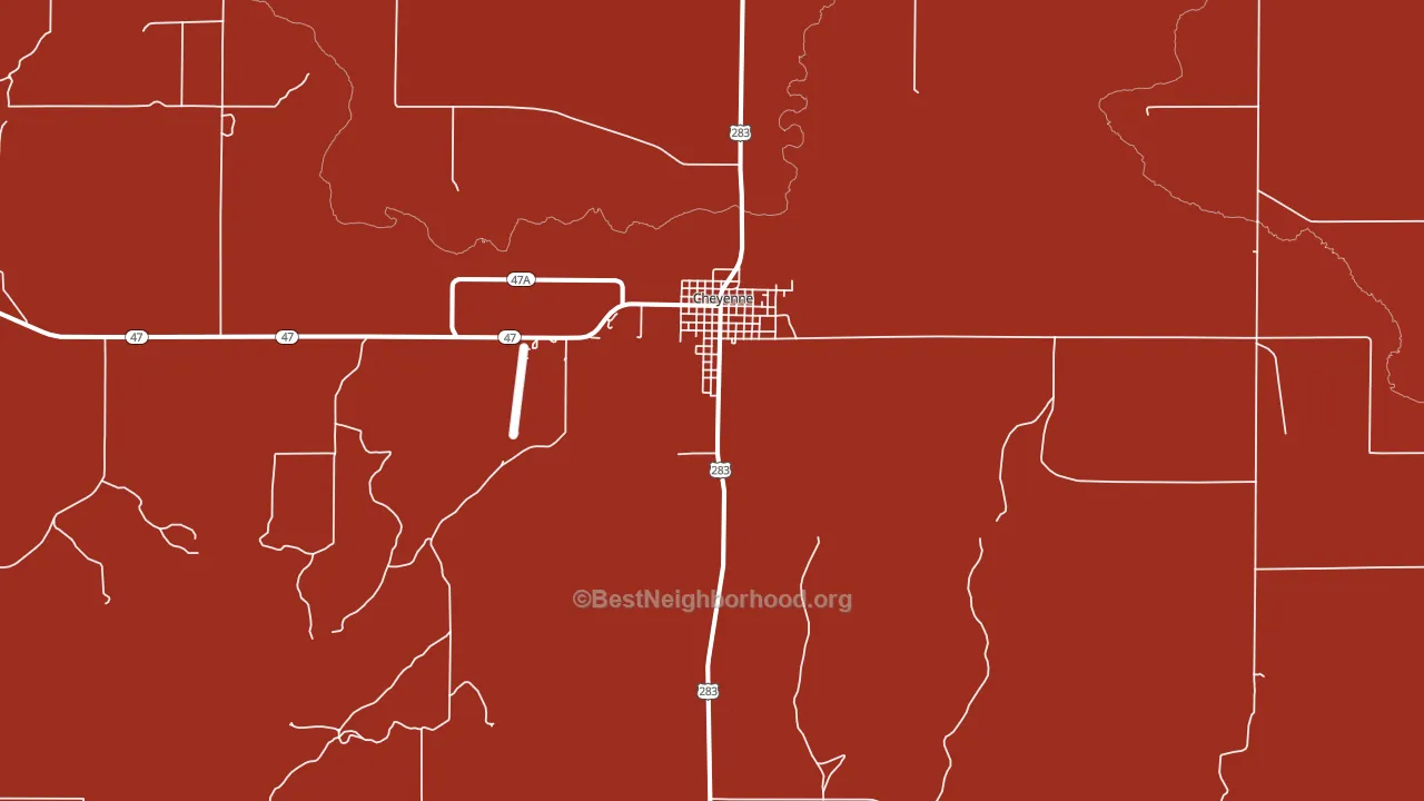 Cheyenne, OK block-group political-lean map