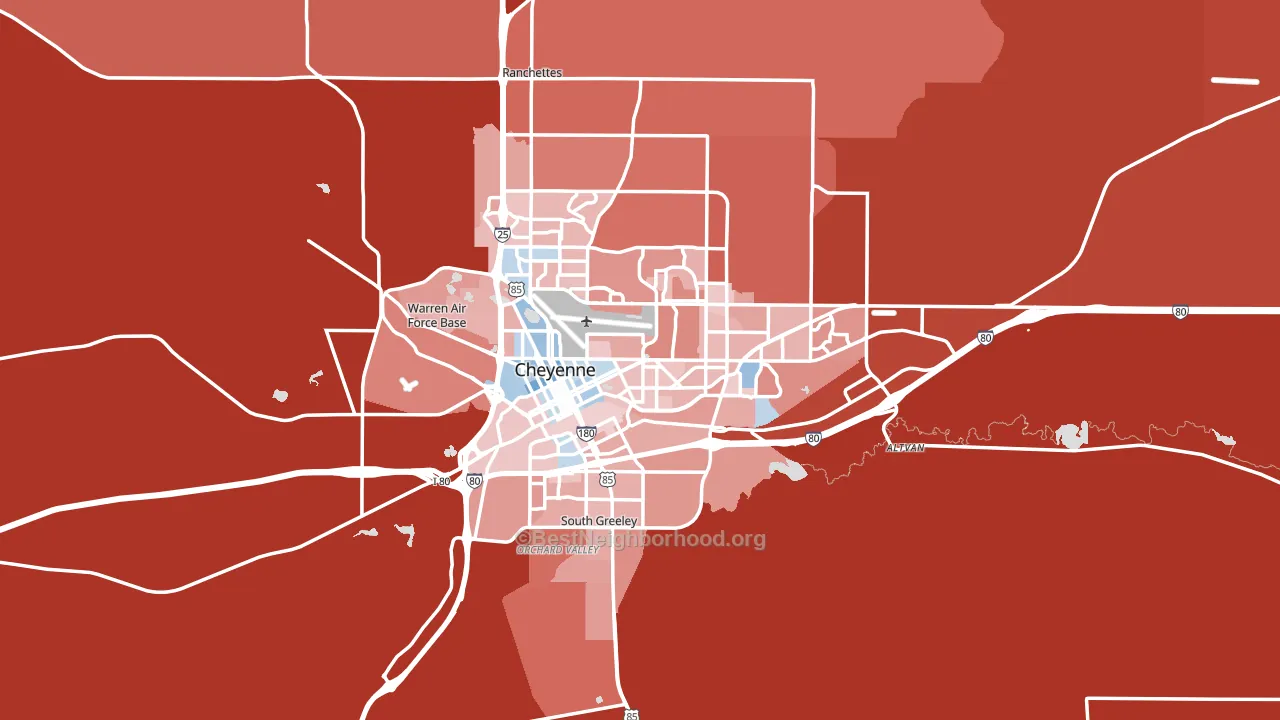 Cheyenne, WY block-group political-lean map