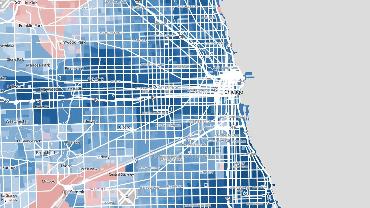 Chicago, IL block-group political-lean map