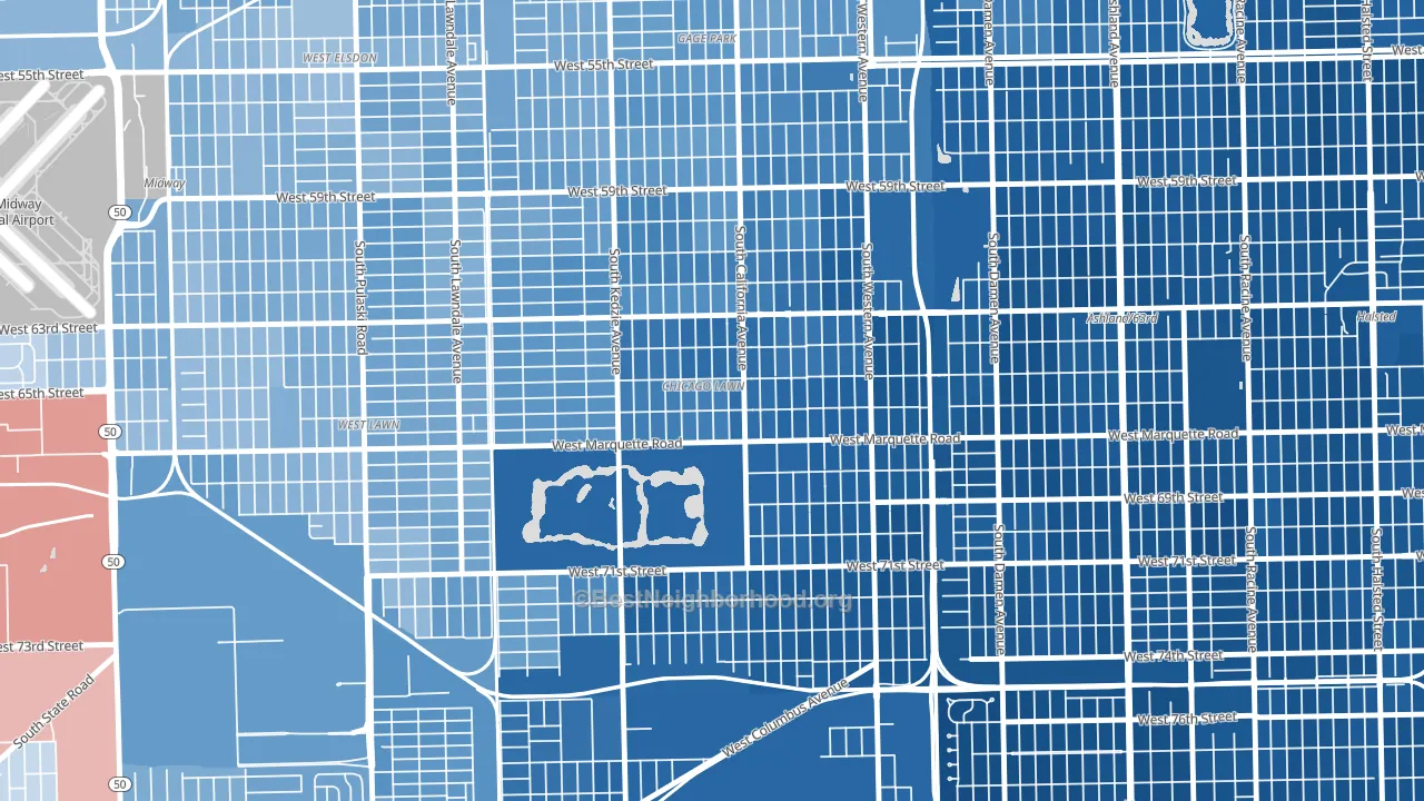 Chicago Lawn, Chicago, IL block-group political-lean map