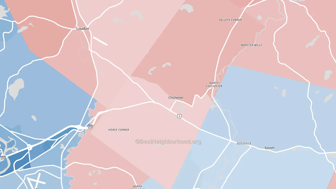 Chichester, NH block-group political-lean map