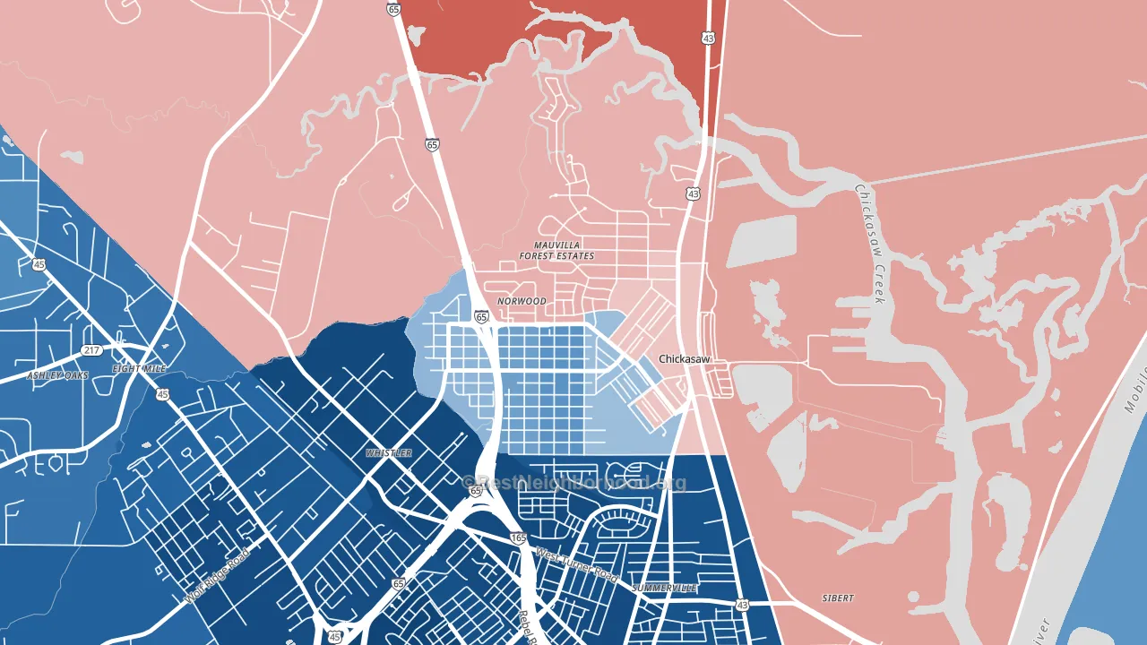 Chickasaw, AL block-group political-lean map