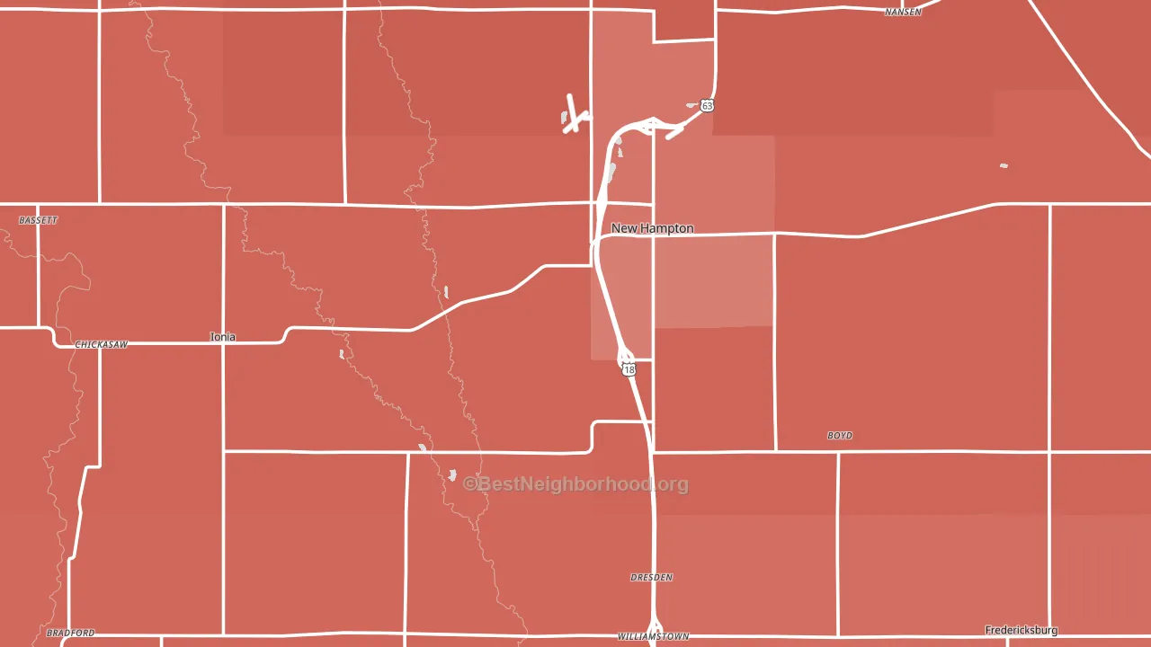 Chickasaw County, IA block-group political-lean map