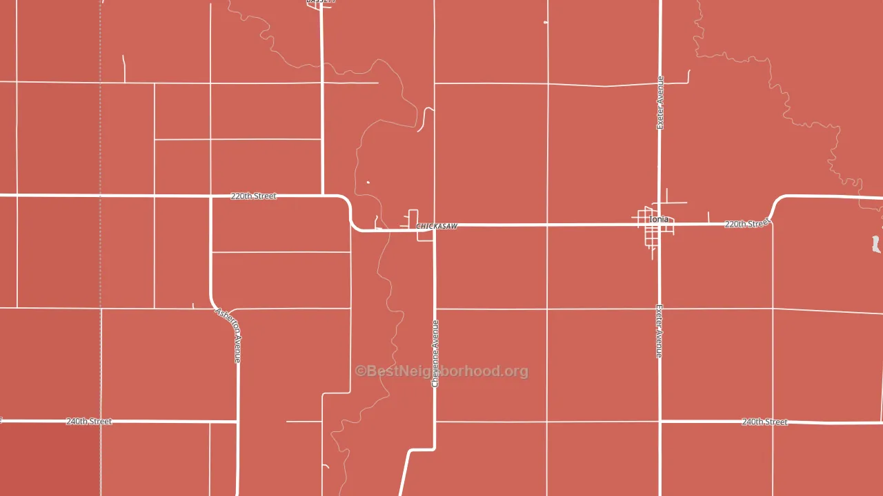 Chickasaw, IA block-group political-lean map