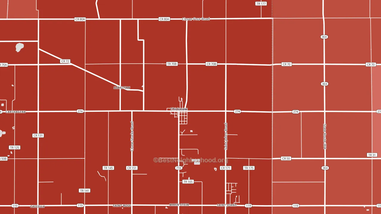 Chickasaw, OH block-group political-lean map