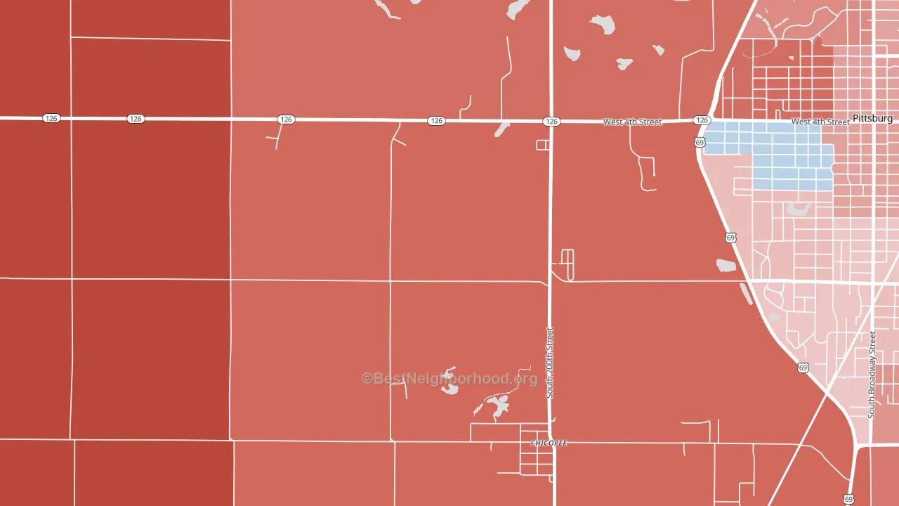 Chicopee, KS block-group political-lean map