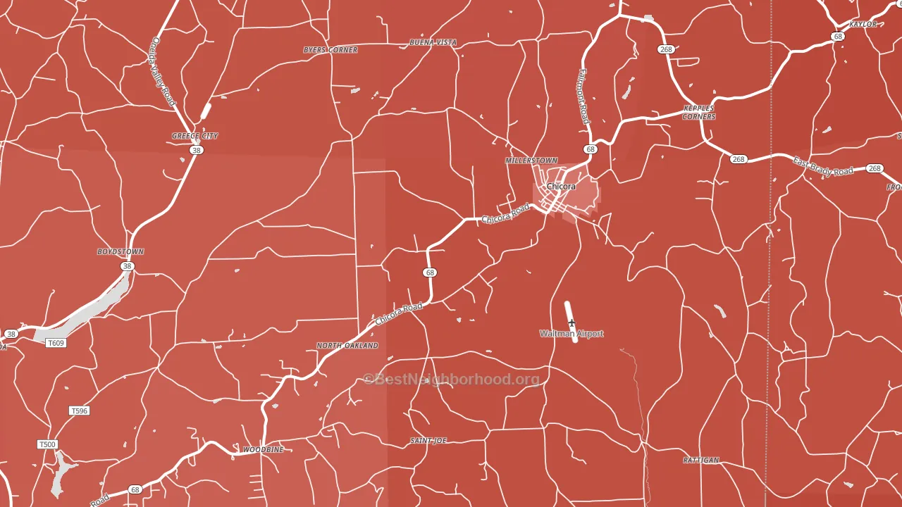 Chicora, PA block-group political-lean map