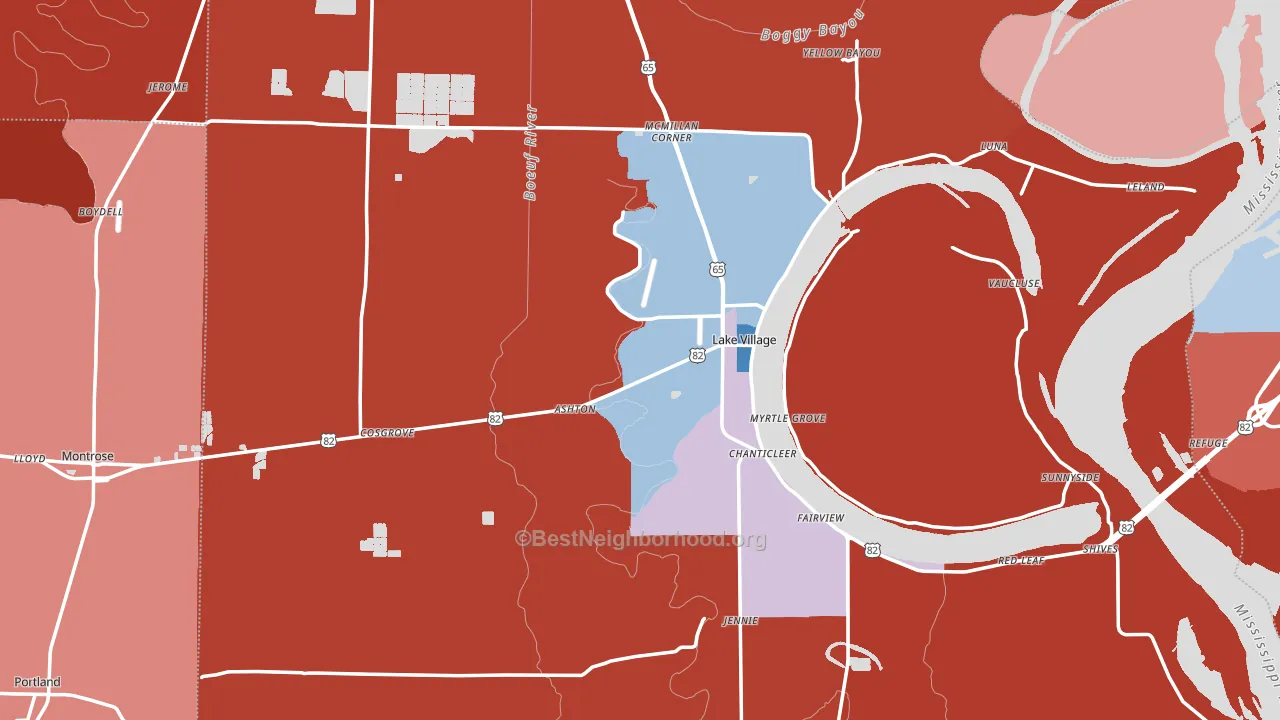 Chicot County, AR block-group political-lean map