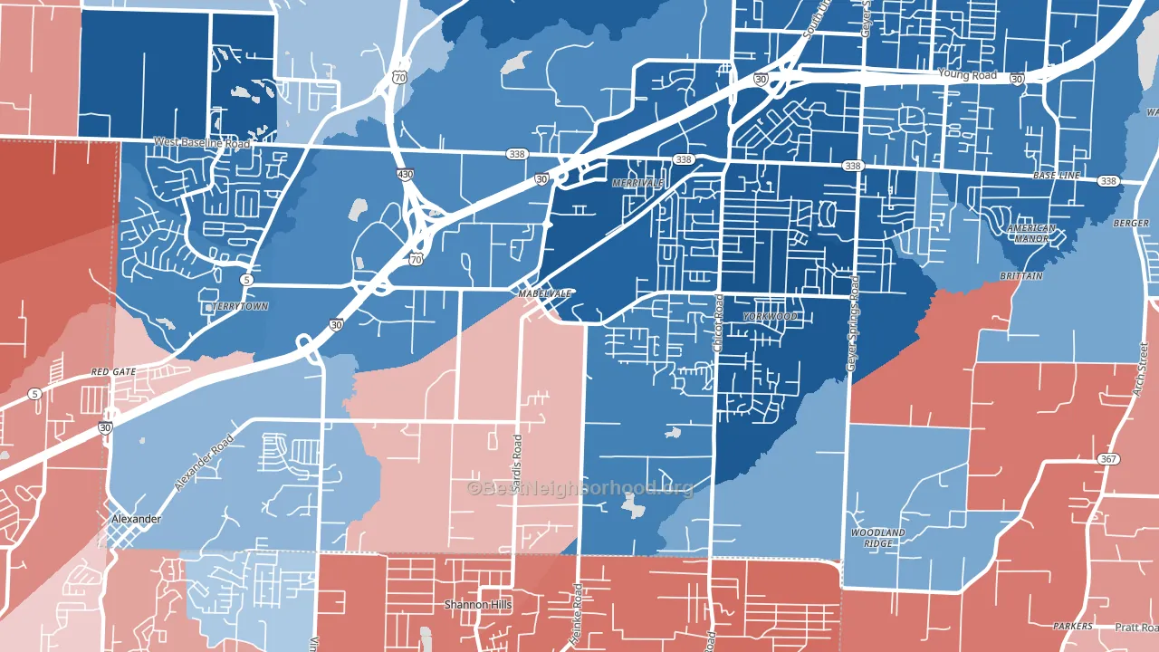 Chicot West, Little Rock, AR block-group political-lean map
