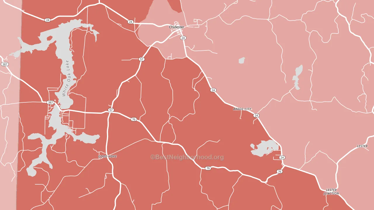 Chidester, AR block-group political-lean map