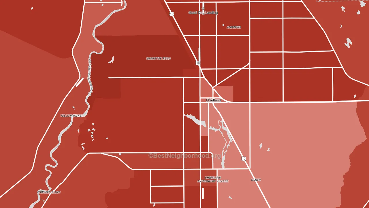 Chiefland, FL block-group political-lean map