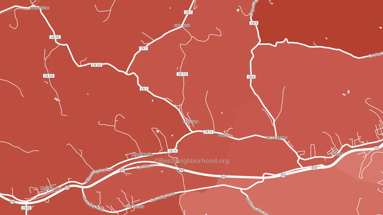 Chiefton, WV block-group political-lean map