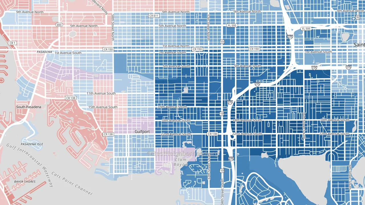 Childs Park, St. Petersburg, FL block-group political-lean map
