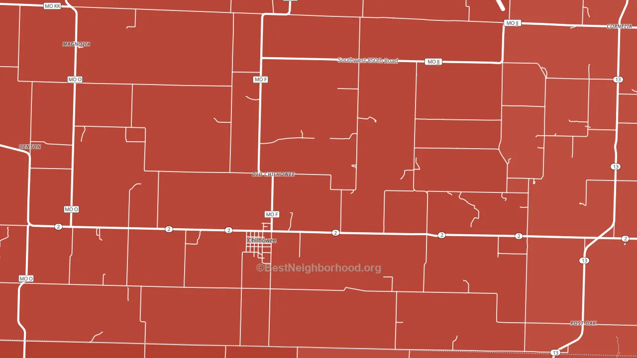 Chilhowee, MO block-group political-lean map