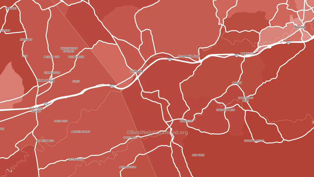 Chilhowie, VA block-group political-lean map