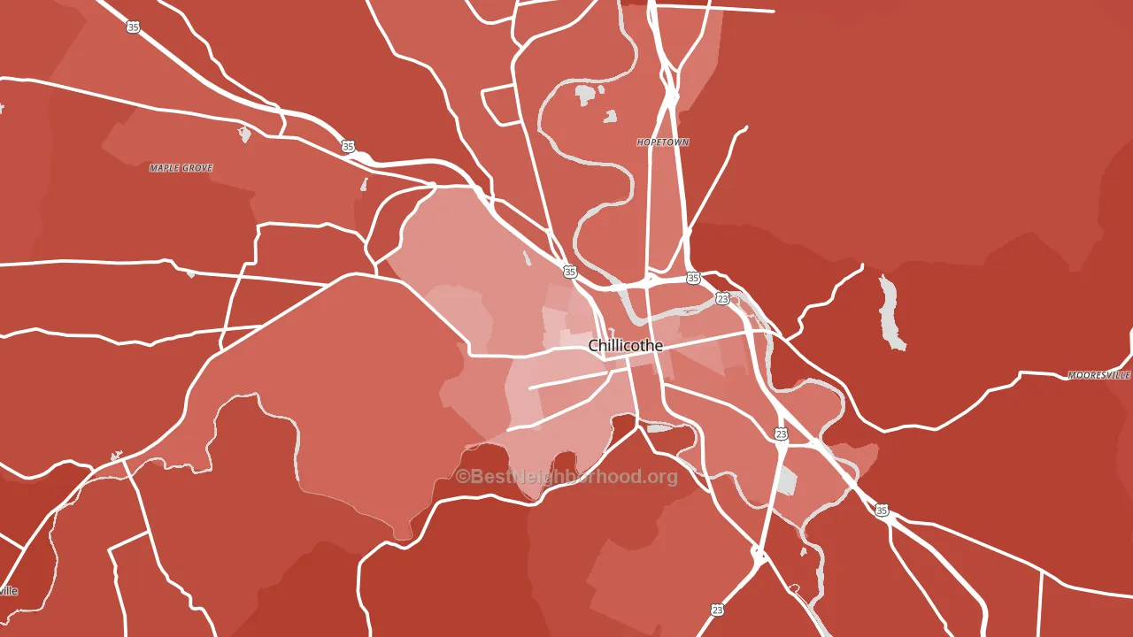 Chillicothe, OH block-group political-lean map