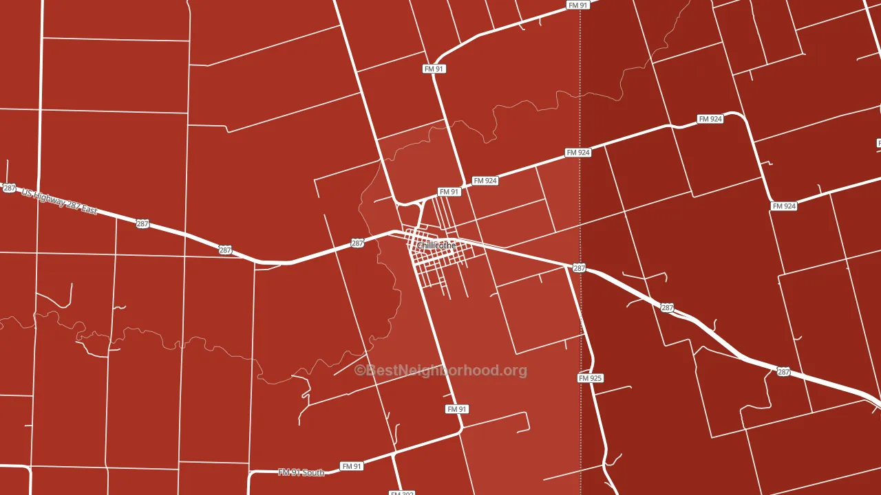 Chillicothe, TX block-group political-lean map