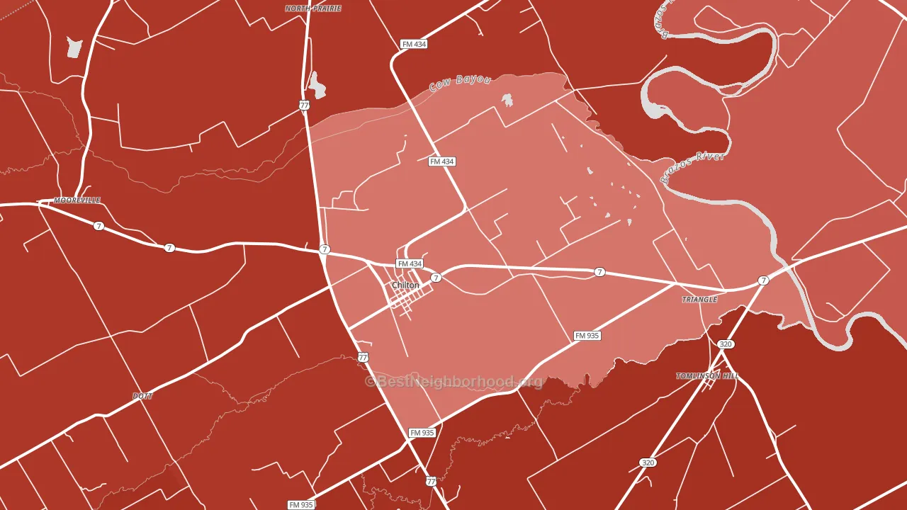Chilton, TX block-group political-lean map
