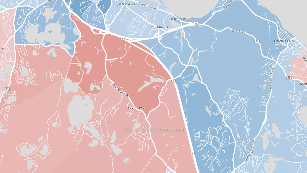 Chiltonville, MA block-group political-lean map