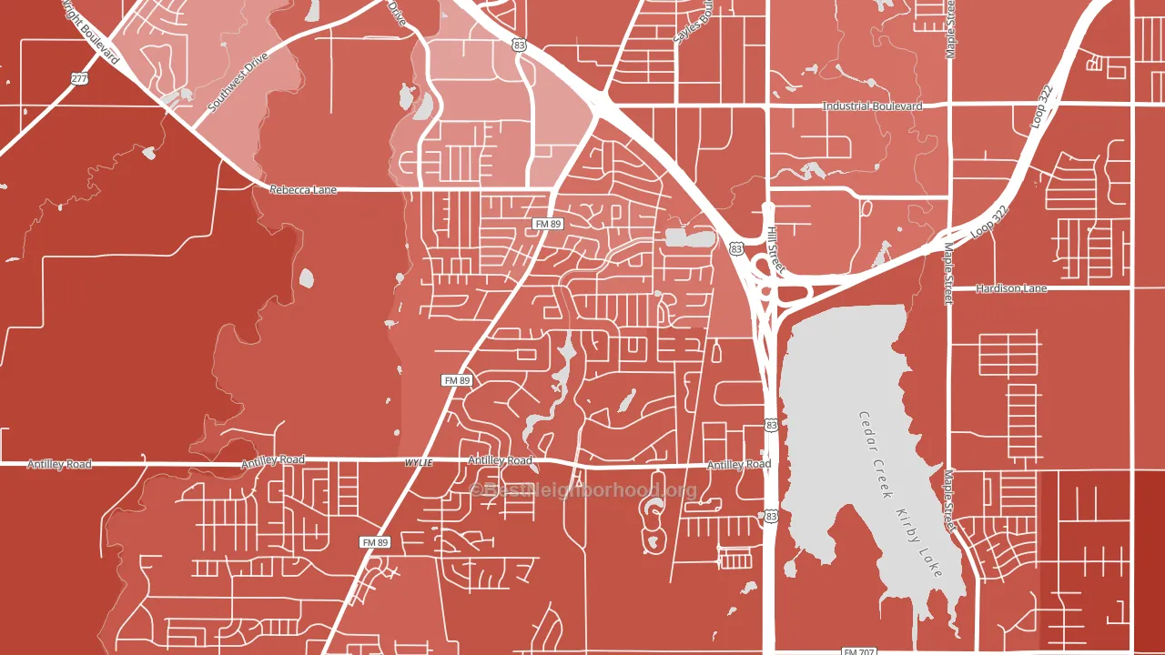 Chimney Rock Area, Abilene, TX block-group political-lean map