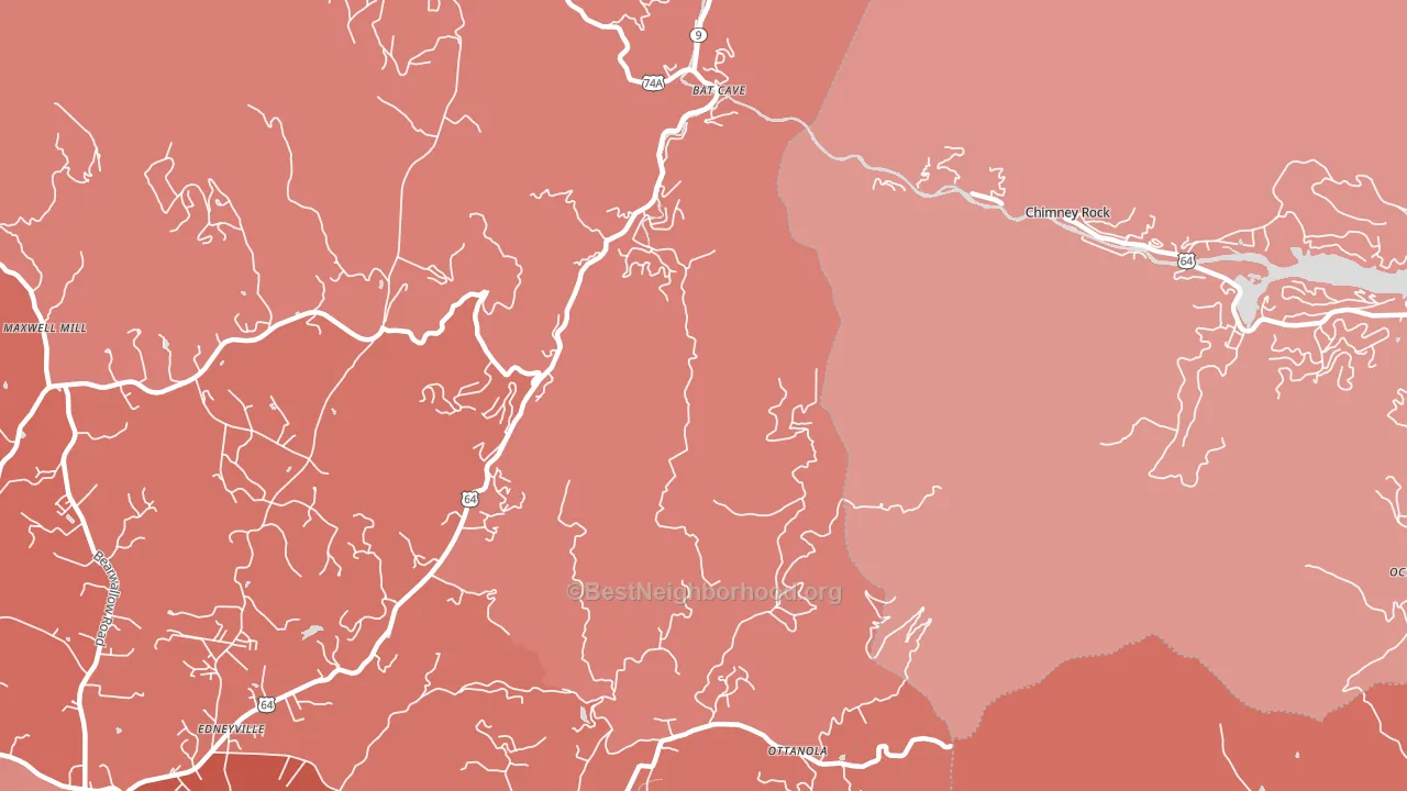 Chimney Rock, NC block-group political-lean map
