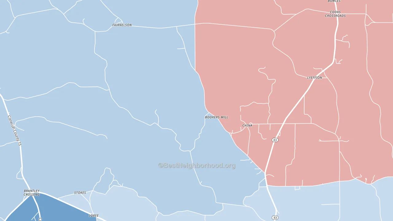 China, AL block-group political-lean map