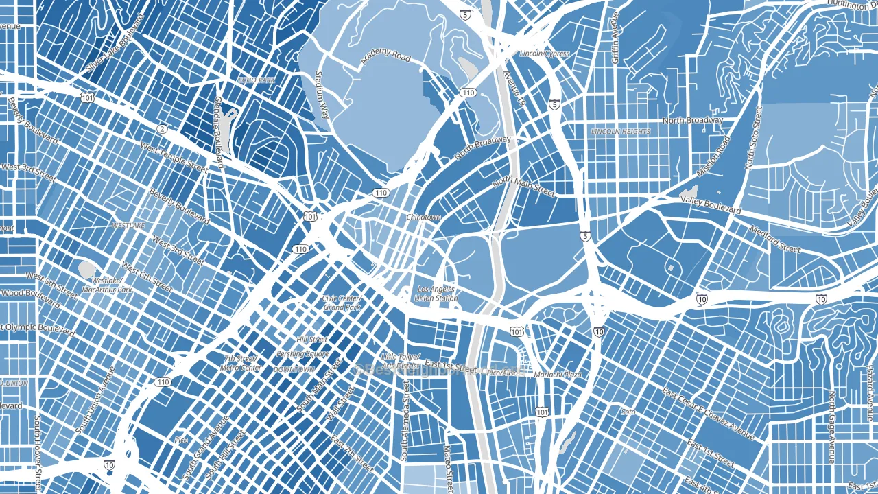 Chinatown, Los Angeles, CA block-group political-lean map