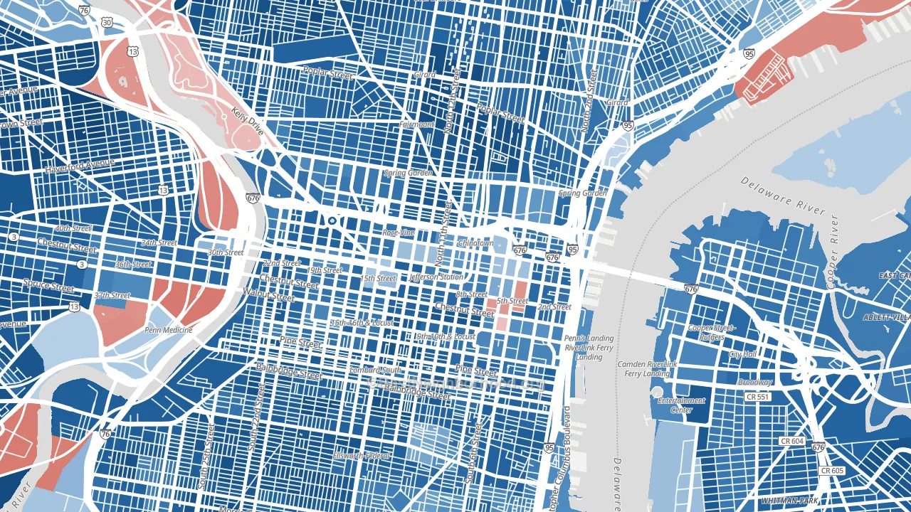 Chinatown, Philadelphia, PA block-group political-lean map