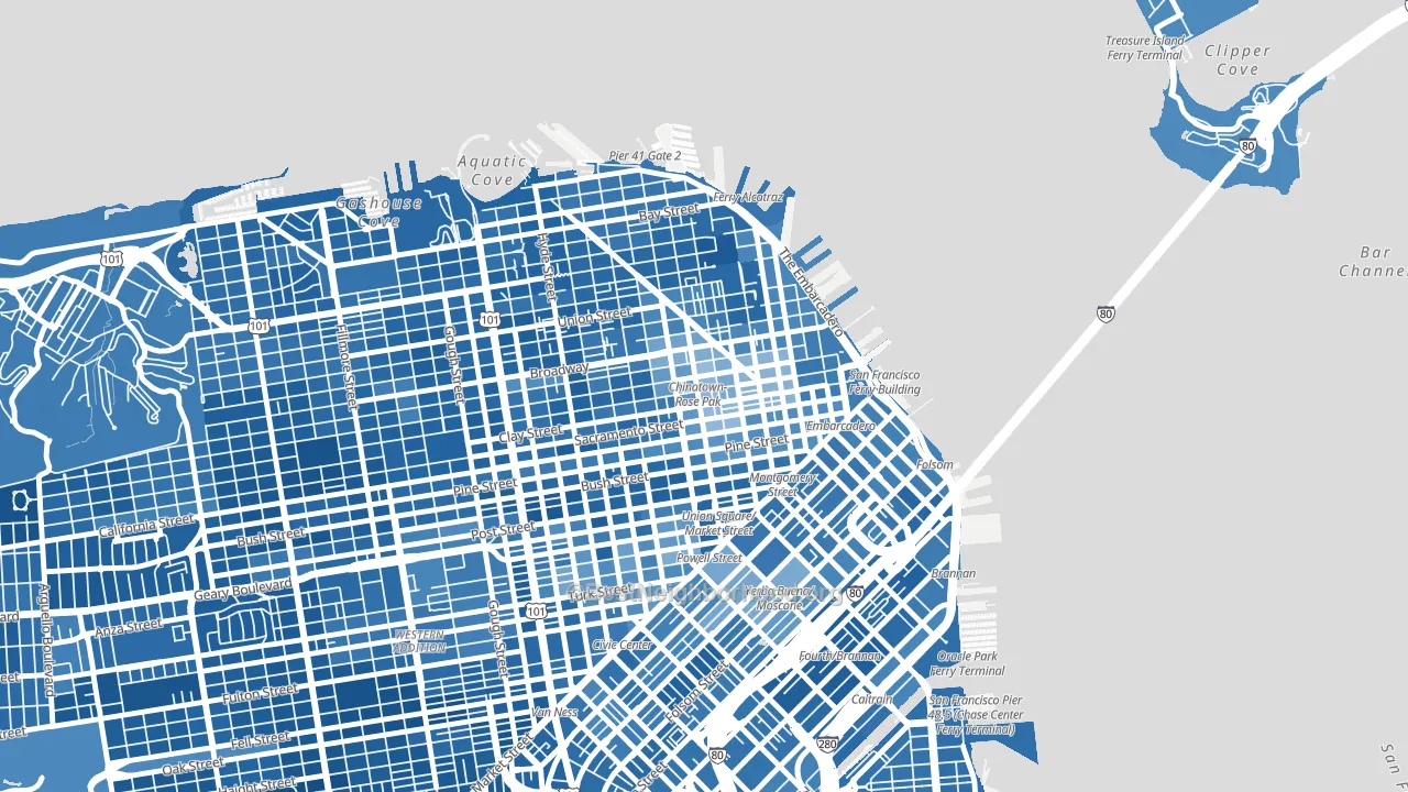Chinatown-San Francisco, San Francisco, CA block-group political-lean map