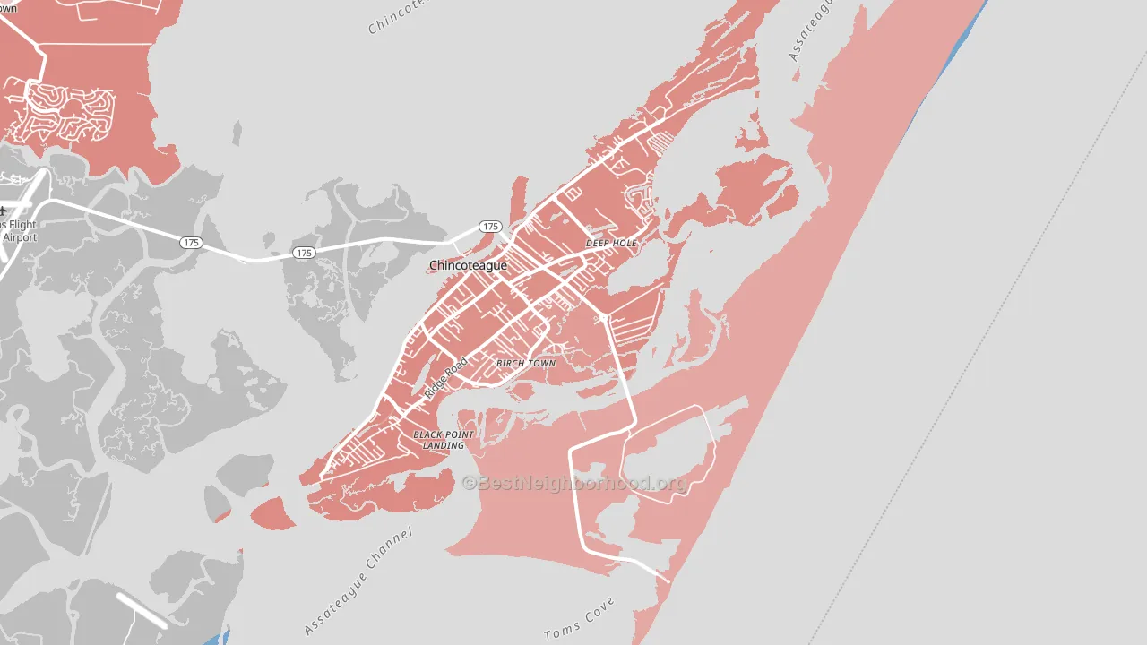 Chincoteague Island, VA block-group political-lean map