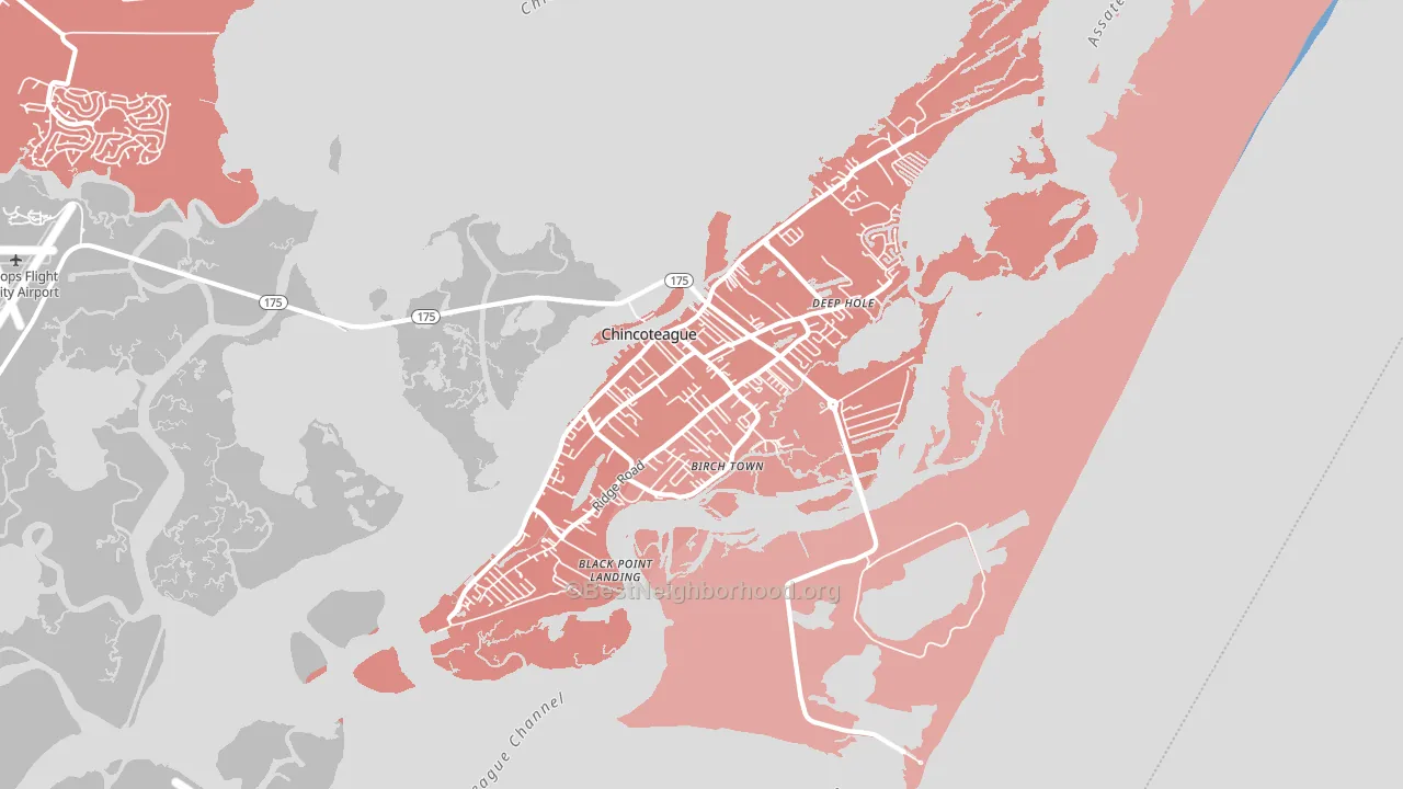 Chincoteague, VA block-group political-lean map