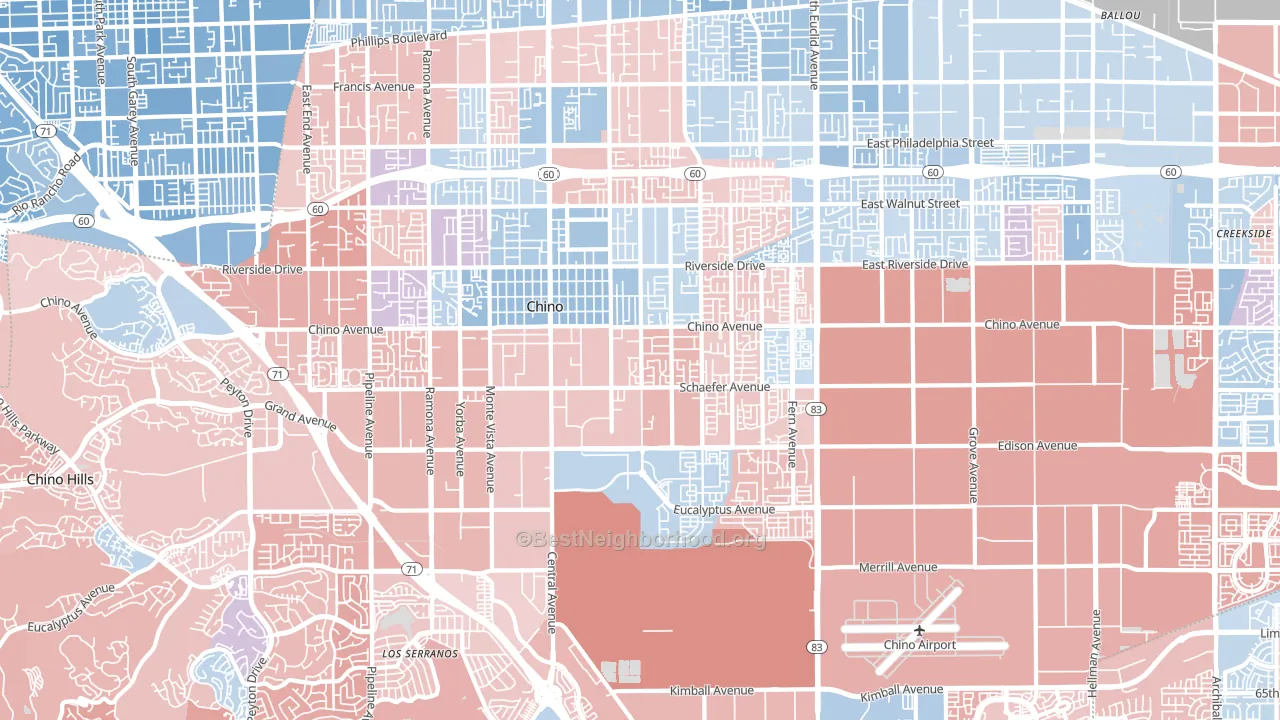 Chino, CA block-group political-lean map