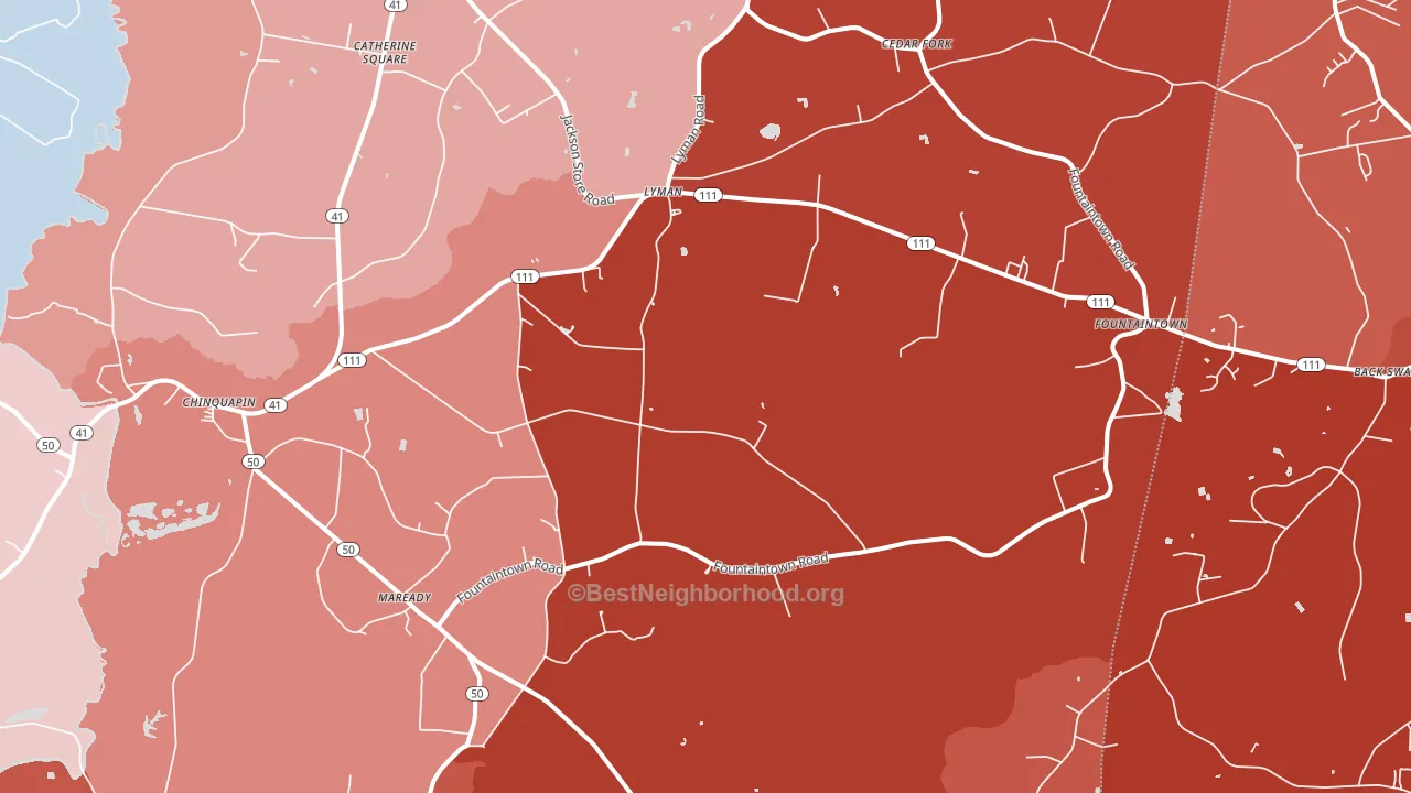 Chinquapin, NC block-group political-lean map