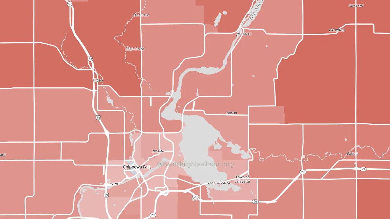 Chippewa County, WI block-group political-lean map