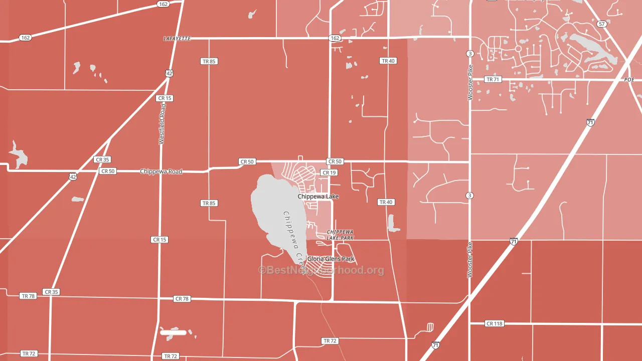 Chippewa Lake, OH block-group political-lean map