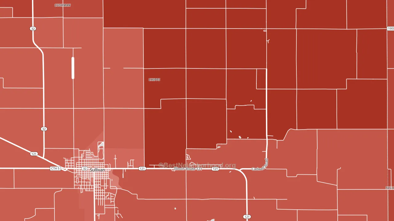 Chipps, IL block-group political-lean map
