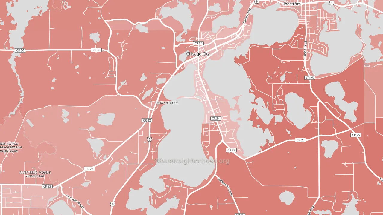 Chisago City, MN block-group political-lean map