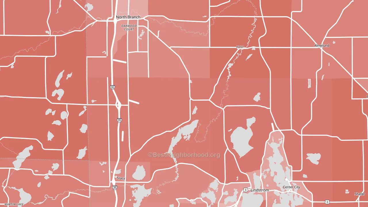 Chisago County, MN block-group political-lean map