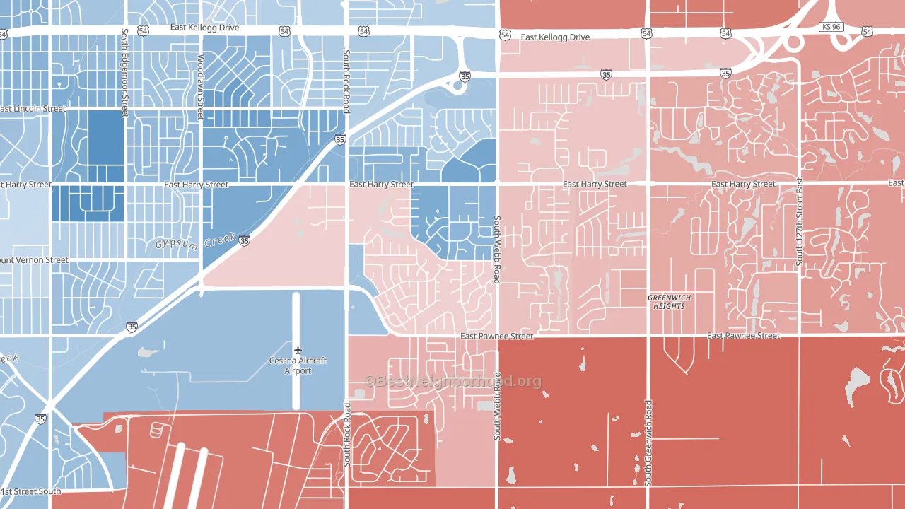 Chisholm Creek, Wichita, KS block-group political-lean map