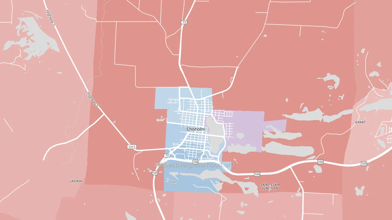 Chisholm, MN block-group political-lean map