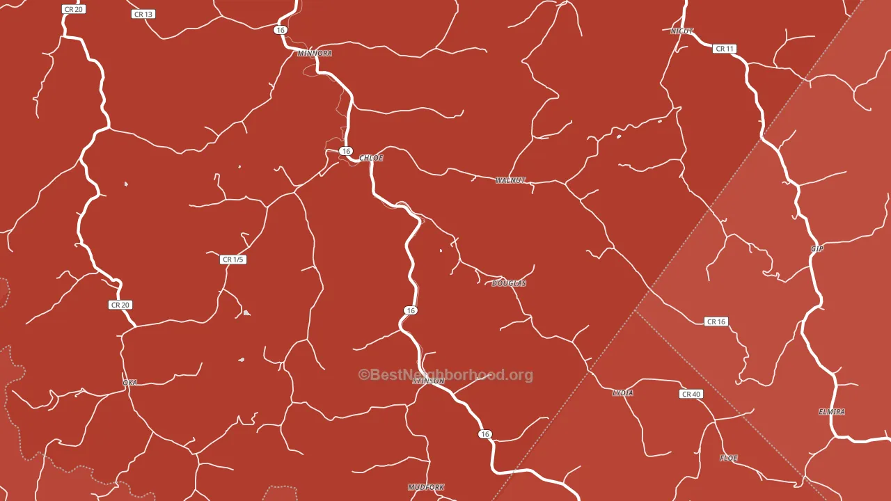 Chloe, WV block-group political-lean map