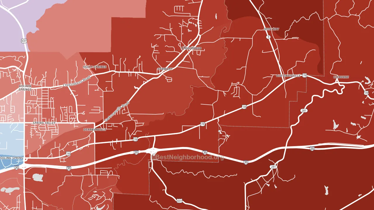 Choccolocco, AL block-group political-lean map