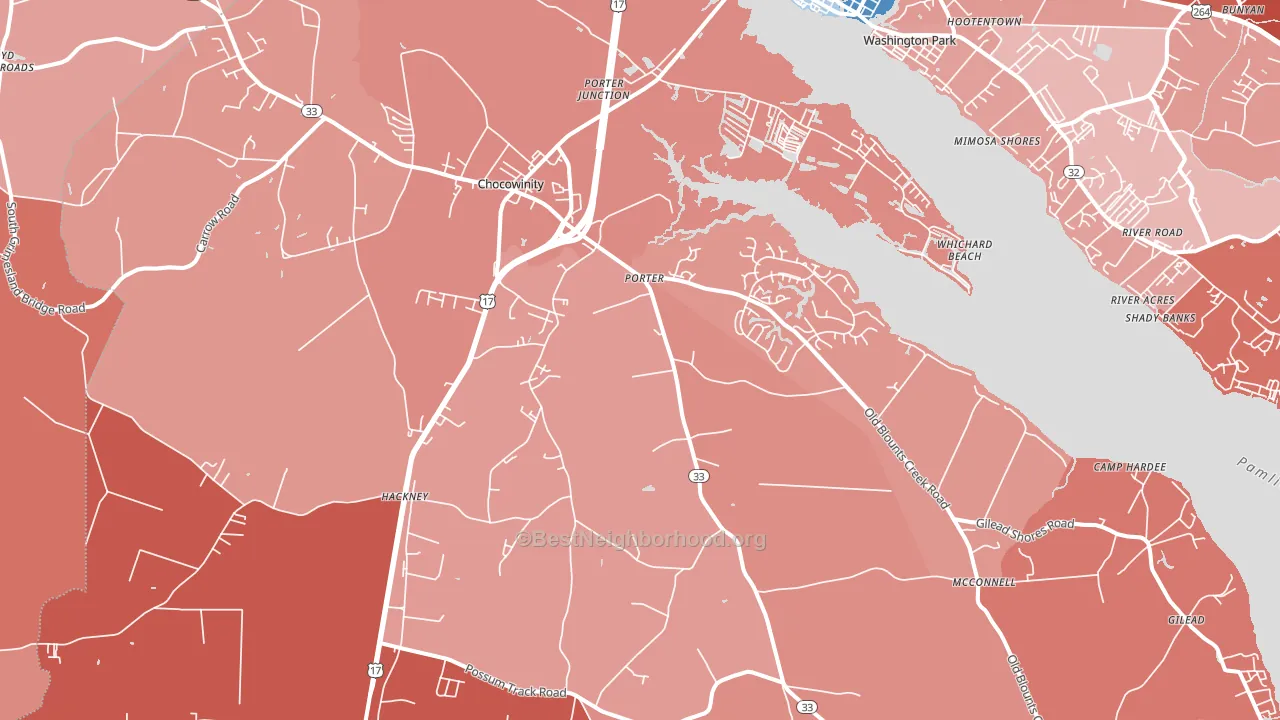 Chocowinity, NC block-group political-lean map