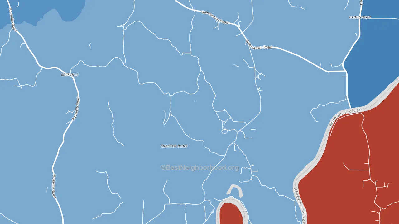 Choctaw Bluff, AL block-group political-lean map