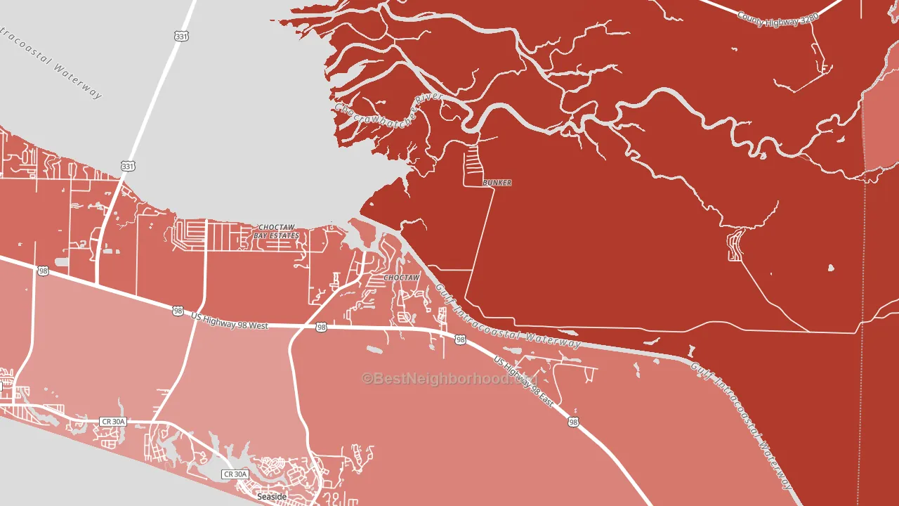 Choctaw, FL block-group political-lean map