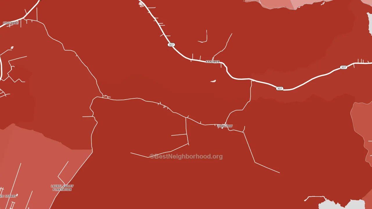 Choctaw, LA block-group political-lean map