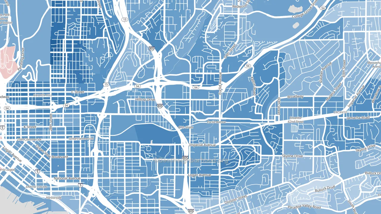 Chollas View, San Diego, CA block-group political-lean map